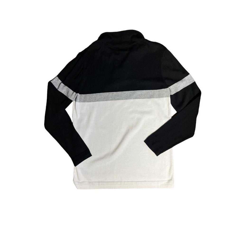 DKNY Men’s 1/4 Zip Long Sleeve Cotton Sweater Men's Size S Black, White, Gray - Picture 2 of 4